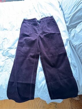 Massimo Dutti Wide Leg Corduroy Pants in Deep Purple